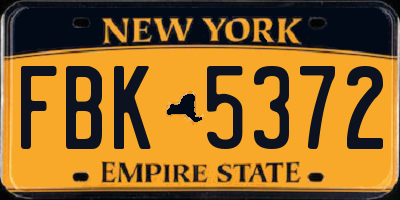 NY license plate FBK5372