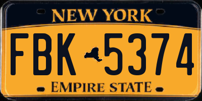 NY license plate FBK5374
