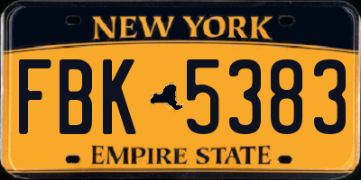 NY license plate FBK5383