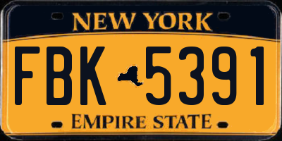 NY license plate FBK5391