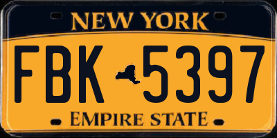 NY license plate FBK5397