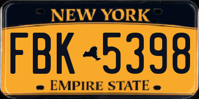 NY license plate FBK5398