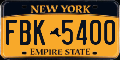 NY license plate FBK5400
