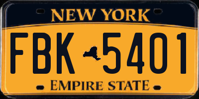 NY license plate FBK5401