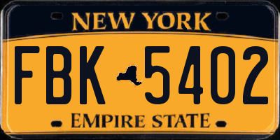 NY license plate FBK5402