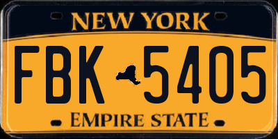 NY license plate FBK5405
