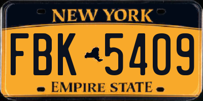 NY license plate FBK5409