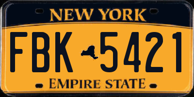 NY license plate FBK5421