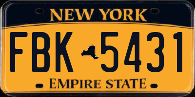 NY license plate FBK5431