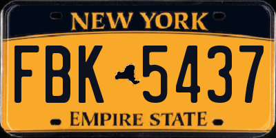 NY license plate FBK5437