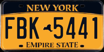 NY license plate FBK5441