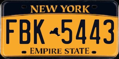 NY license plate FBK5443
