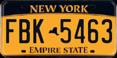 NY license plate FBK5463