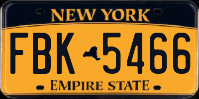 NY license plate FBK5466