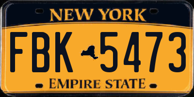 NY license plate FBK5473