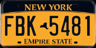 NY license plate FBK5481