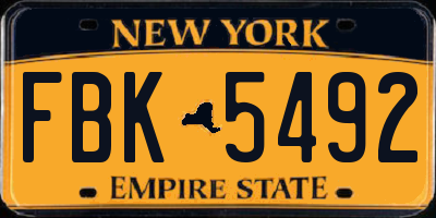 NY license plate FBK5492