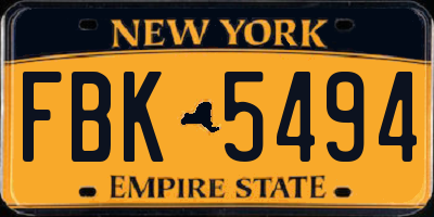 NY license plate FBK5494
