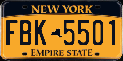 NY license plate FBK5501