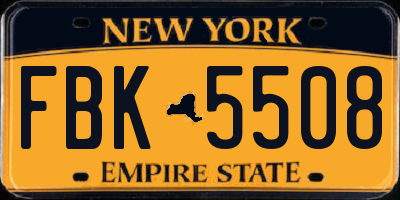 NY license plate FBK5508