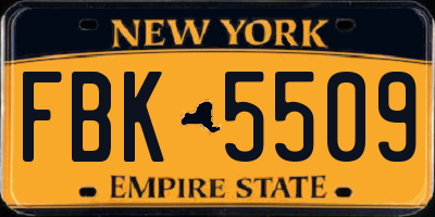 NY license plate FBK5509