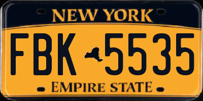 NY license plate FBK5535