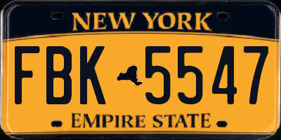 NY license plate FBK5547