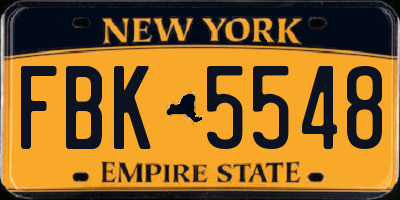 NY license plate FBK5548