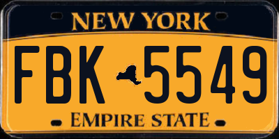 NY license plate FBK5549