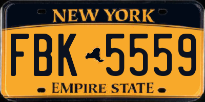 NY license plate FBK5559