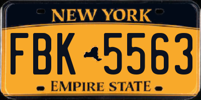 NY license plate FBK5563