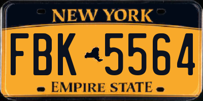 NY license plate FBK5564