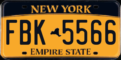 NY license plate FBK5566