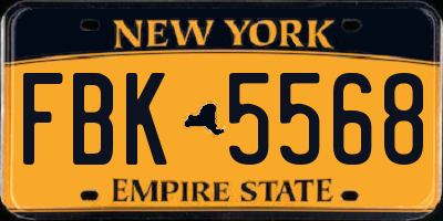 NY license plate FBK5568