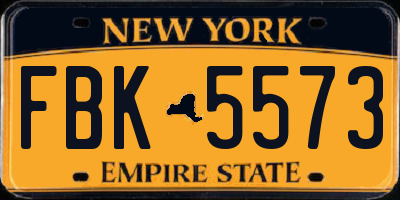 NY license plate FBK5573