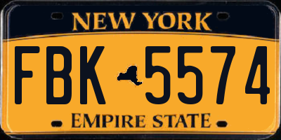 NY license plate FBK5574