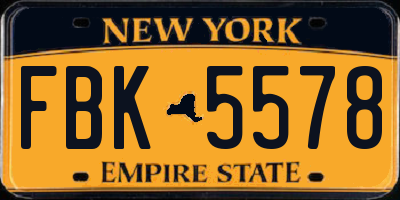 NY license plate FBK5578