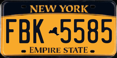 NY license plate FBK5585
