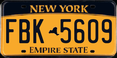 NY license plate FBK5609