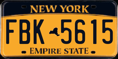 NY license plate FBK5615
