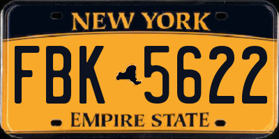 NY license plate FBK5622