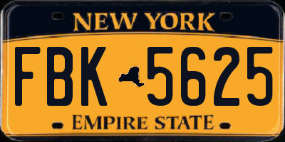 NY license plate FBK5625