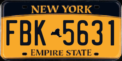 NY license plate FBK5631