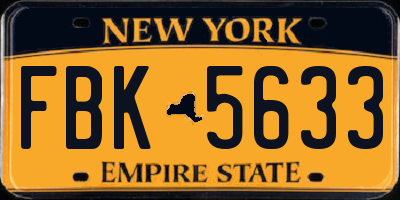 NY license plate FBK5633