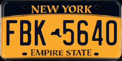 NY license plate FBK5640