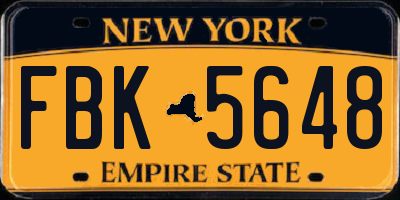 NY license plate FBK5648