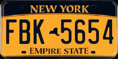 NY license plate FBK5654