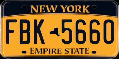 NY license plate FBK5660