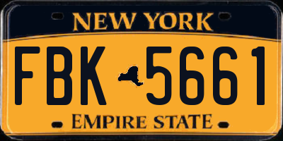NY license plate FBK5661