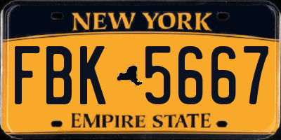 NY license plate FBK5667